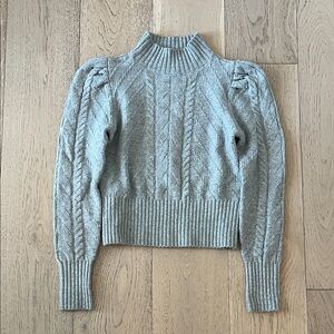 LOFT Light Gray Cable Knit Turtleneck Sweater Size Small